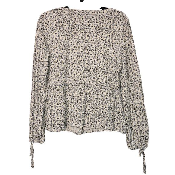 LOFT Blouse Womens Small Floral Button Long Sleeve Rayon Top Cottage Coquette - Picture 2 of 9